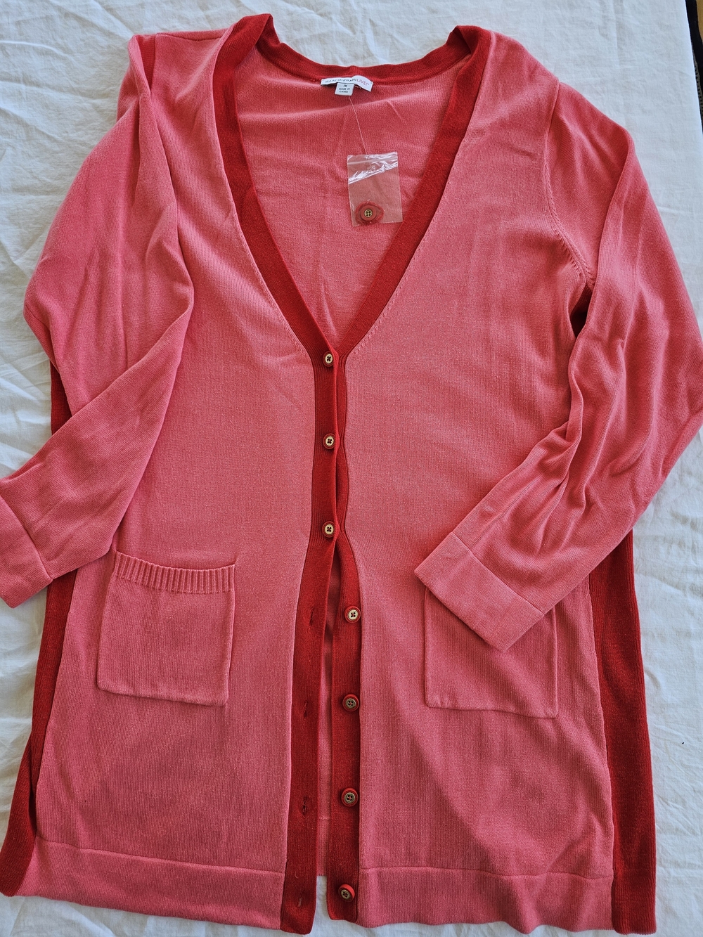 Isaac Mizrahi Coral and Red Long Cardigan Size 1X